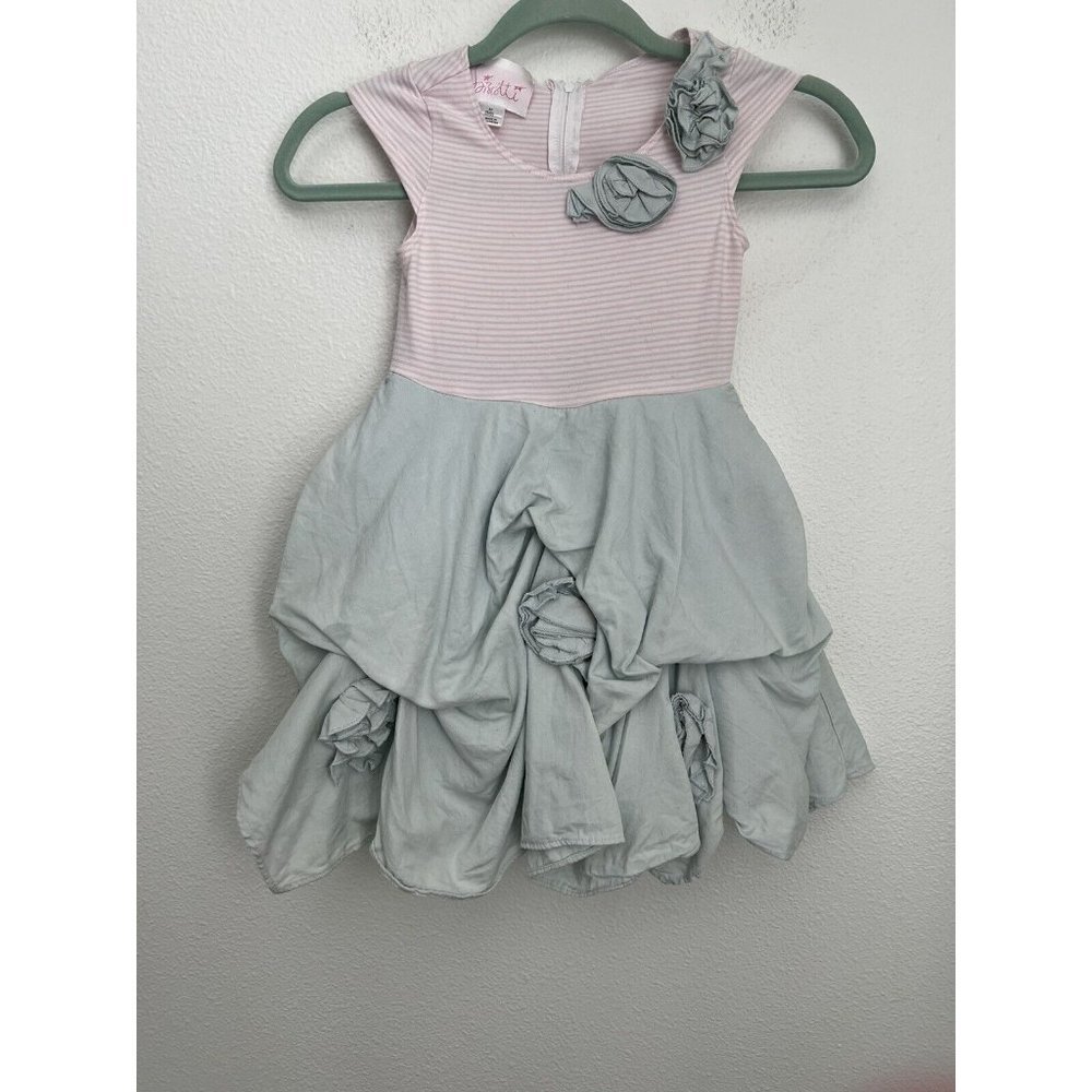 Biscotti Cap Sleeve Dress for Girls (Pink/Blue) ~Size M Rosettes Ruffled Skirt